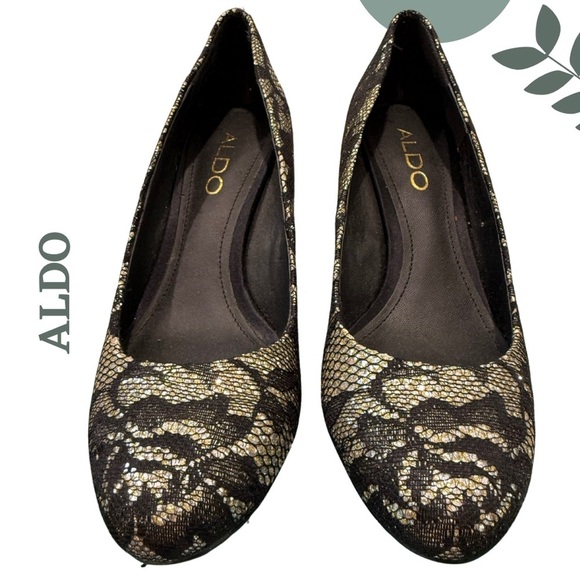 🛍️3/$40 ALDO Black Lace Overlay Pumps  Heels - Size 6 US / 36 EU - Picture 6 of 8